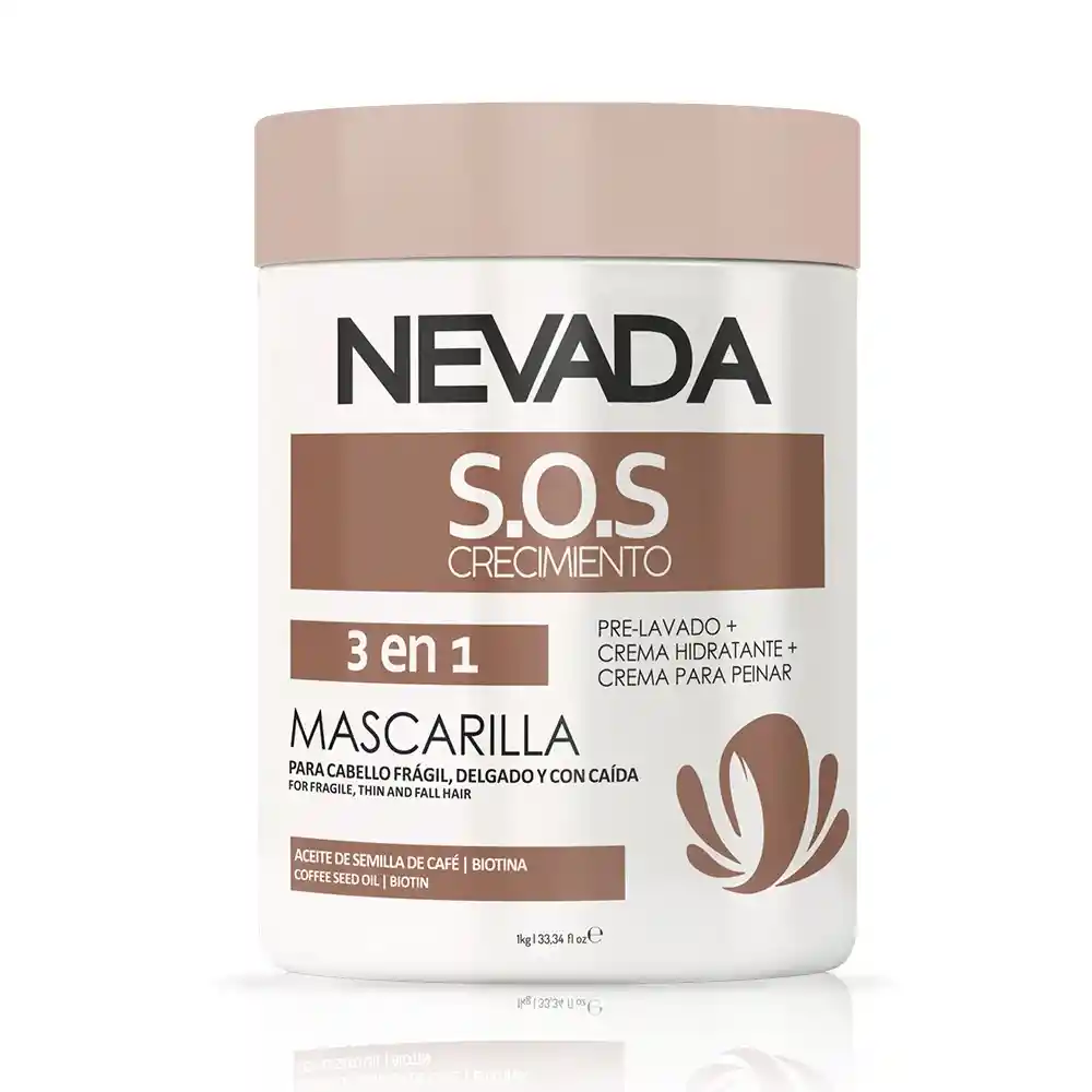 Nevada S.o.s. Mascarilla 3 En 1 Crecimiento Aceite De Semilla De Café Y Biotina 1 Kg