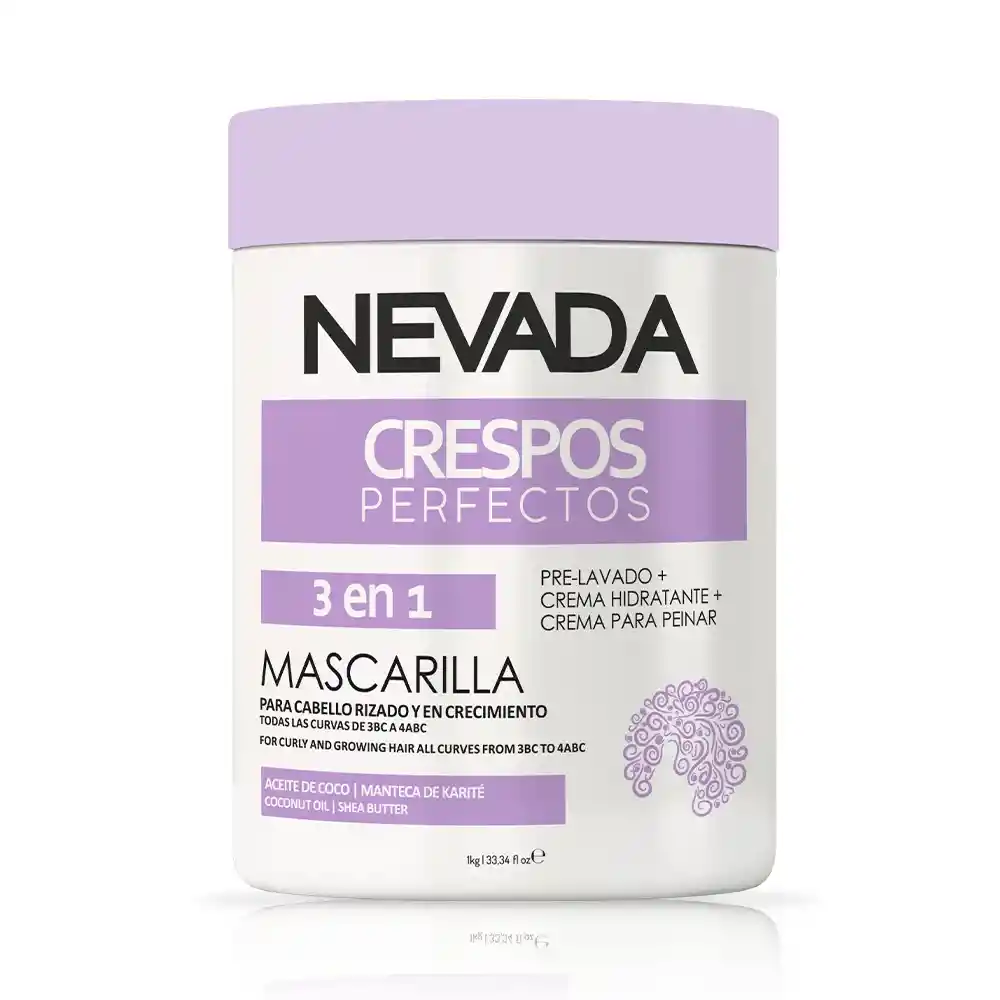 Nevada S.o.s. Mascarilla 3 En 1 Crespos Perfectos Aceite De Coco Y Manteca De Karité 1 Kg