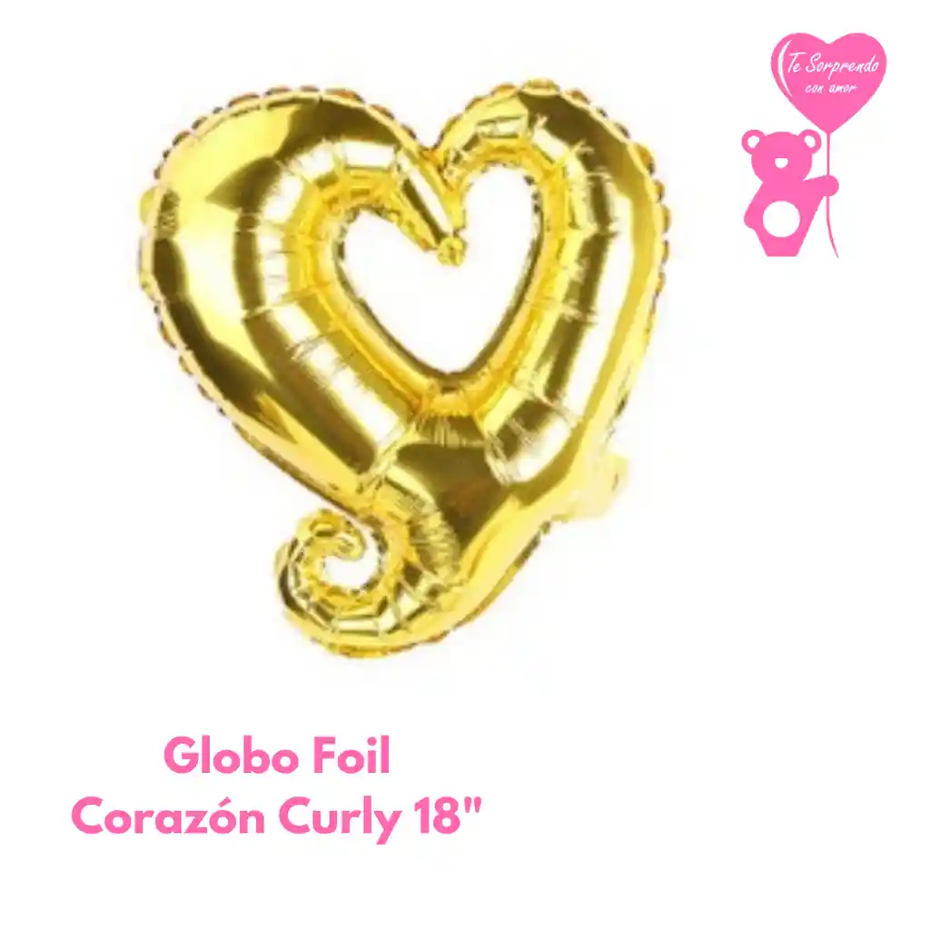 Globo Foil Corazon Curly 18" Dorado