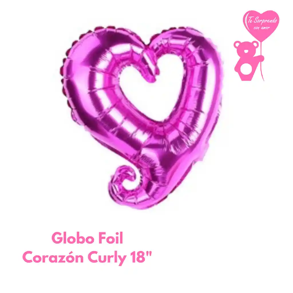 Globo Foil Corazon Curly 18" Fucsia