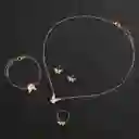 6pcs/set Reloj De Cuarzo Analógico De Mariposa De Diamantes De Imitación Brillantes Para Mujer Con Correa De Cuero Pu Y Conjunto De Joyas, Regalo, Joyeria Femenina, Aretes, Collar, Aretes, Pulsera, Manilla, Anillos, Aretes Para Mujer