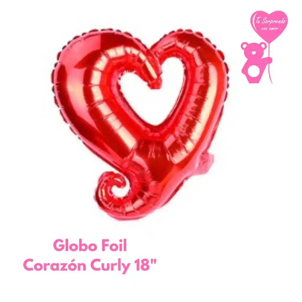 Globo Foil Corazon Curly 18" Rojo