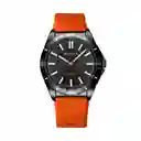 Reloj Analogo Curren Original Para Hombre Kred8806 Acero Plateado Y Silicona Color Naranja