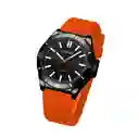 Reloj Analogo Curren Original Para Hombre Kred8806 Acero Plateado Y Silicona Color Naranja