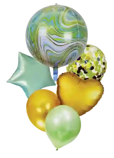 Bouquet De Globos Verde Combinado X 6