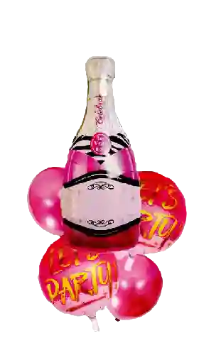 Globo Botella Bouquet Rosa X 5 Und