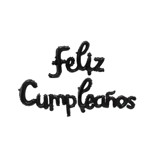 Letrero De Globos Feliz Cumpleaños En Cursiva Negro