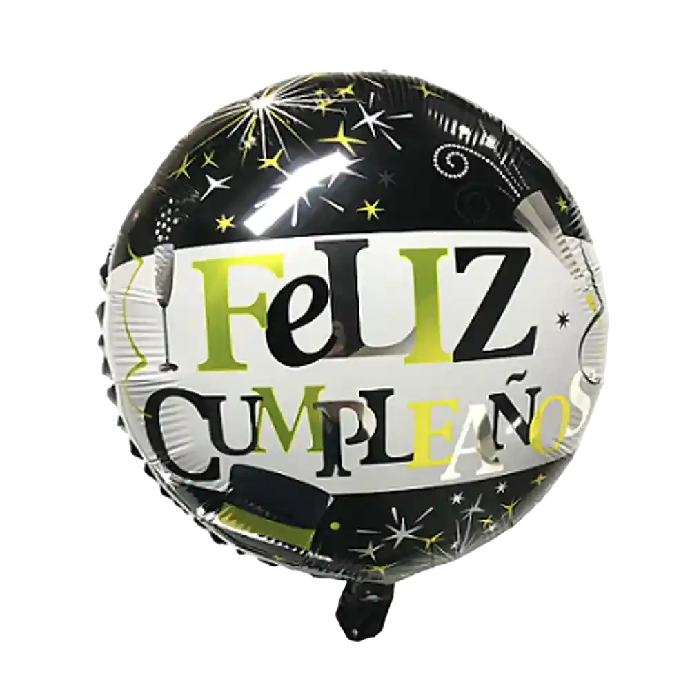 Globo Metalizado Feliz Cumpleaños Negro Con Dorado