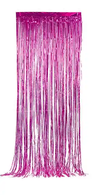 Cortina En Tiras Metaliza Fucsia 1x2m