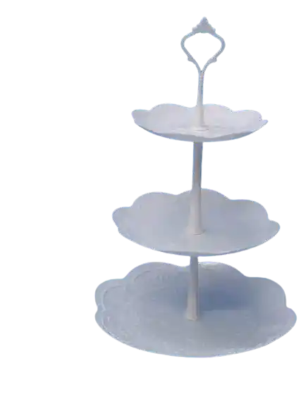 Soporte Plastico 3 Pisos Flor 38x27 - Blanca