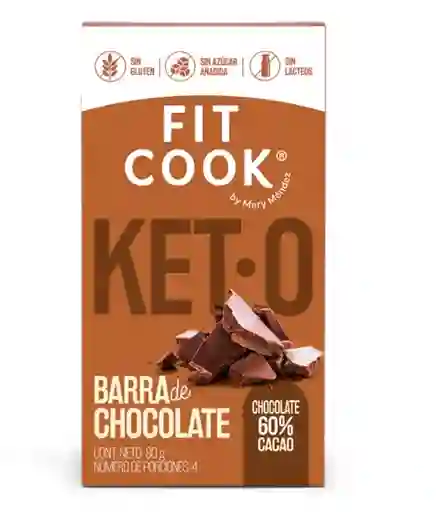 Fitcook Barra De Chocolate Keto Bajo En Calorías 80g