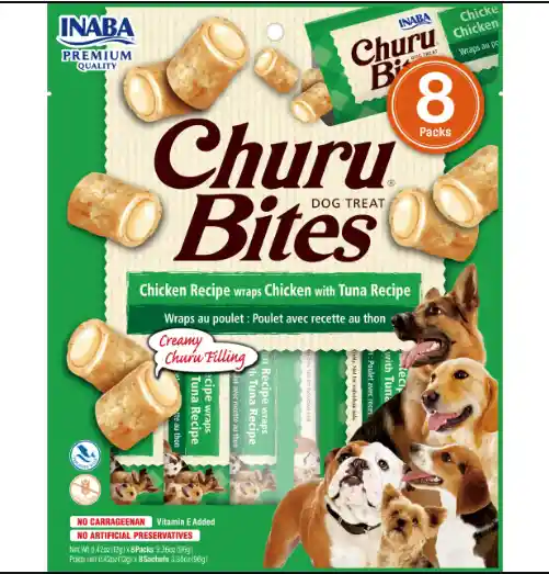 Inaba Dog Snack Churu Bites Pollo Wraps 8 Piezas – Pollo Con Atun 96 Gr