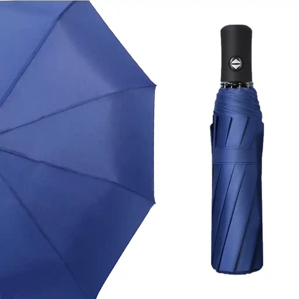 Paraguas Automático Sombrilla Azul De Bolso