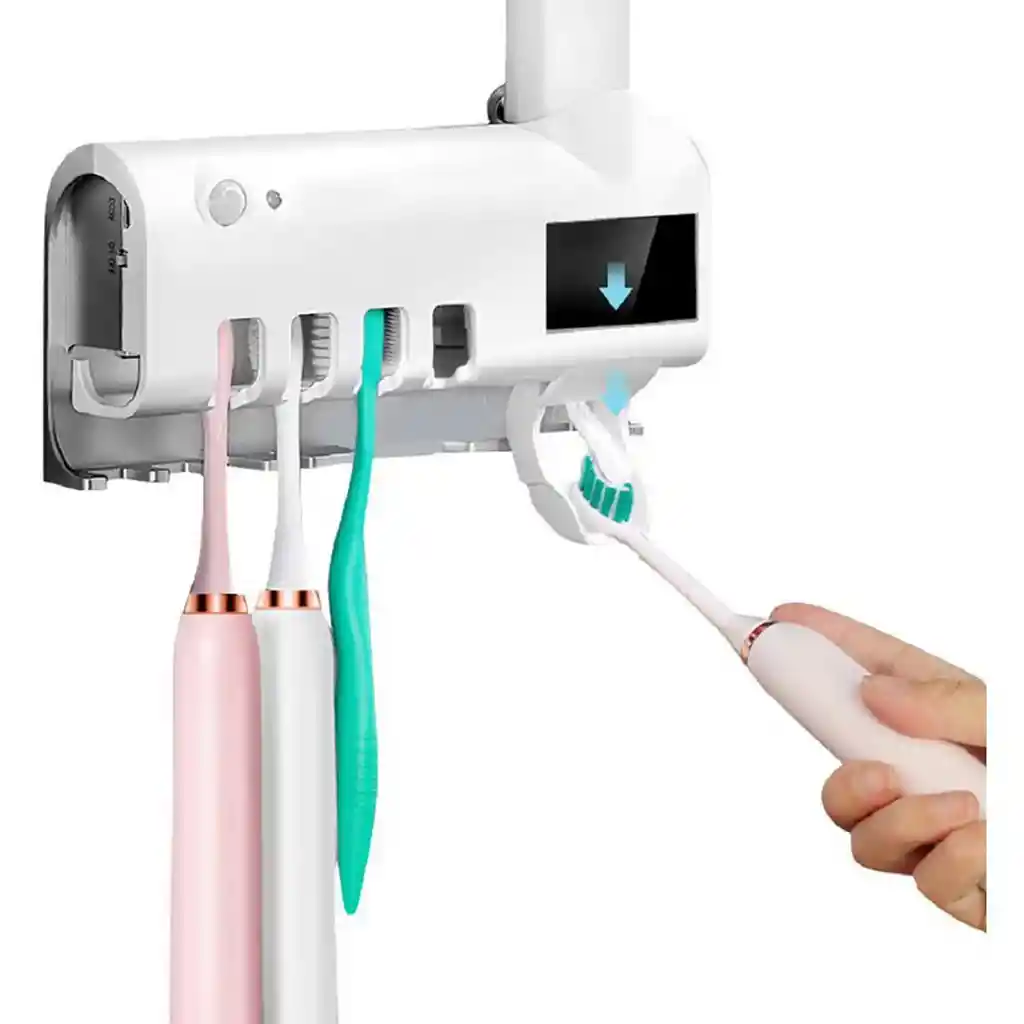 Soporte Esterilizador Uv Cepillo De Dientes Dispensador Crema Dental