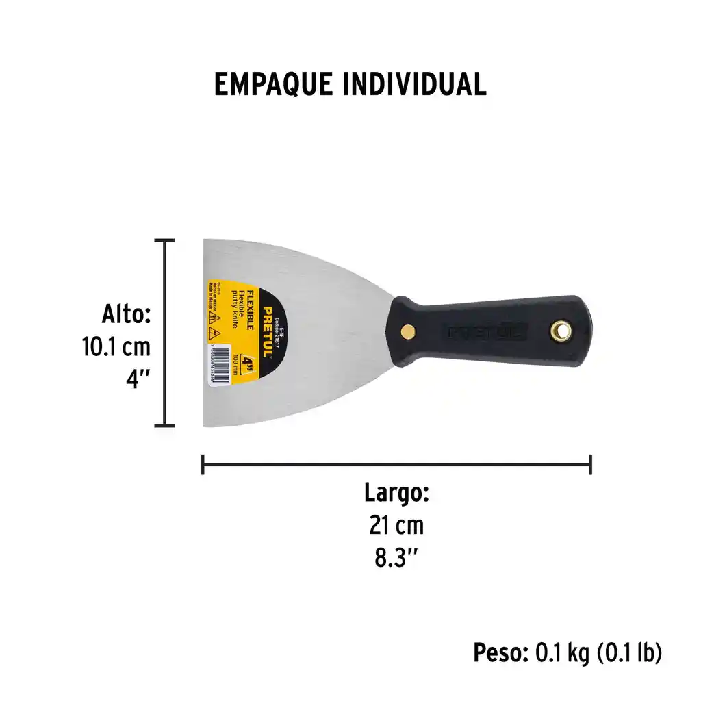 Espátula Flexible 4" Con Mango De Plástico