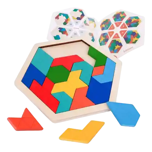 Didactico Juego De Mesa Tangram En Madera Multicolor 150945
