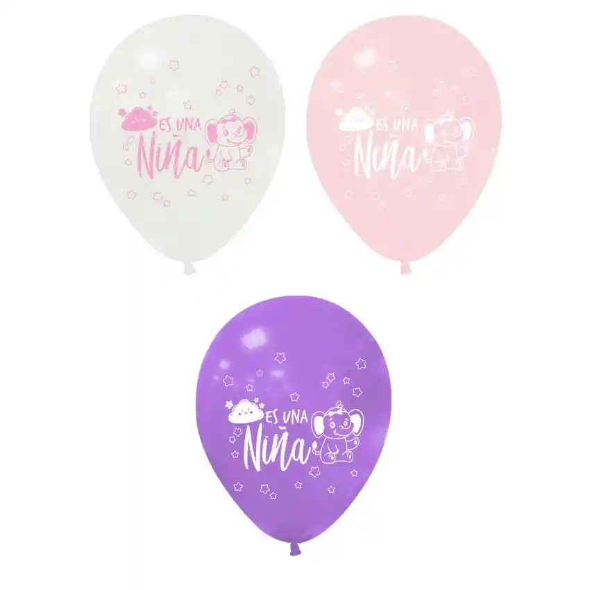 Globo Estampado "es Una Niña" Baby Shower X10