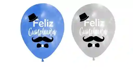 Bomba, Globo De Feliz Cumpleaños Con Bigote X10