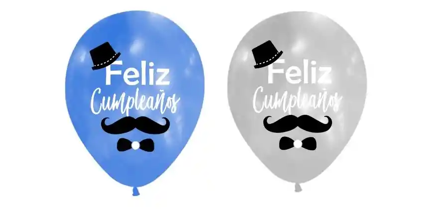 Bomba, Globo De Feliz Cumpleaños Con Bigote X10