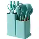 Juego De Utensilios Cocina Cuchillos De 19 Pcs Con Bloque Color Turquesa