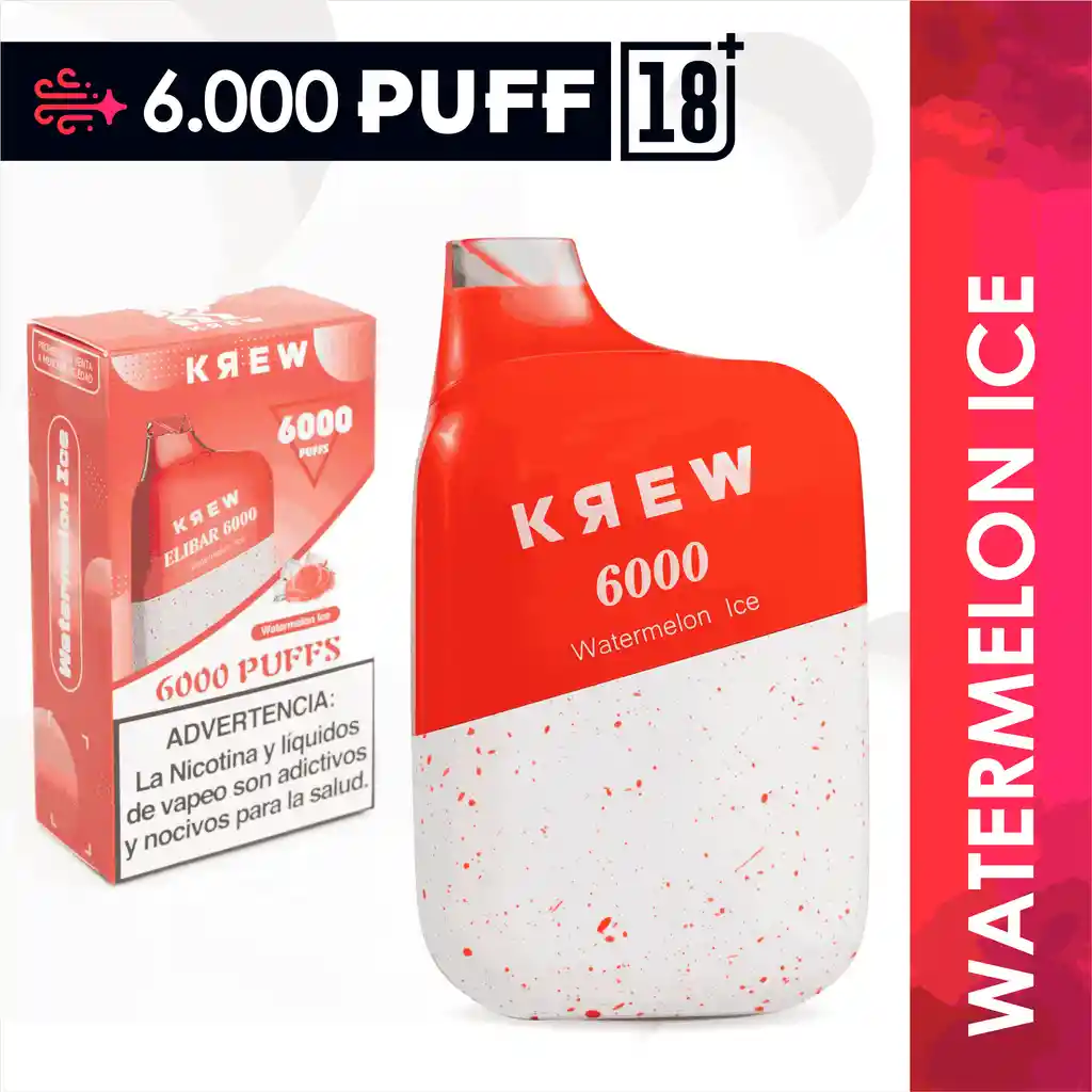 Krew Cigarrillos Electrónicos 6000 Puff Watermelon Ice