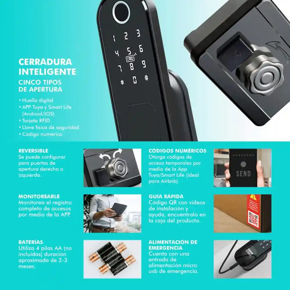 Cerradura Inteligente Tuya Smart Chapa Seguridad Táctil P01