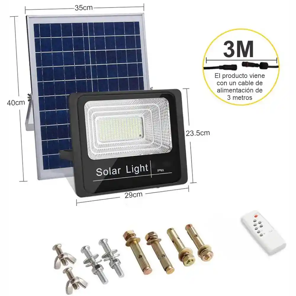 Reflector Solar 300w Lampara Led Panel Solar Control Remoto