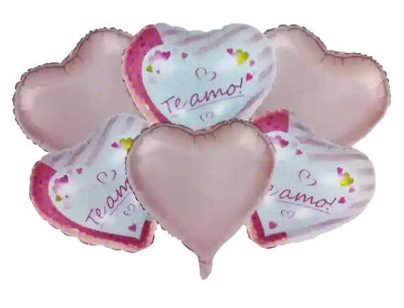 Globos Metalizados Bouquet Corazones Te Amo X6