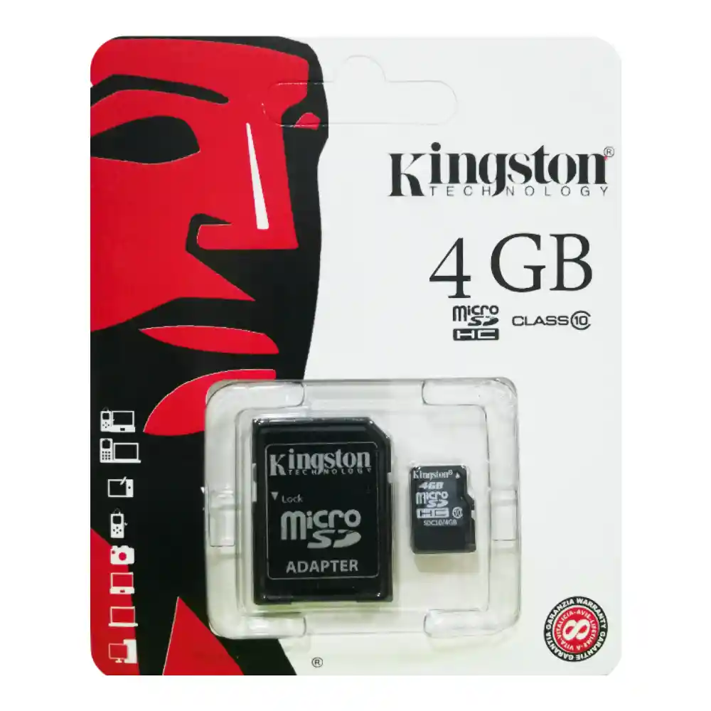 Memoria Micro Sd 4gb Clase 10 Kingston + Adaptador Sd