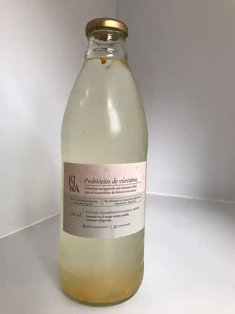 Kombucha Artesanal 1000ml Kiwa Curcuma