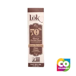 Barra De Chocolate 70% Marca Lok Embalaje De 1 Unidad Por 35g