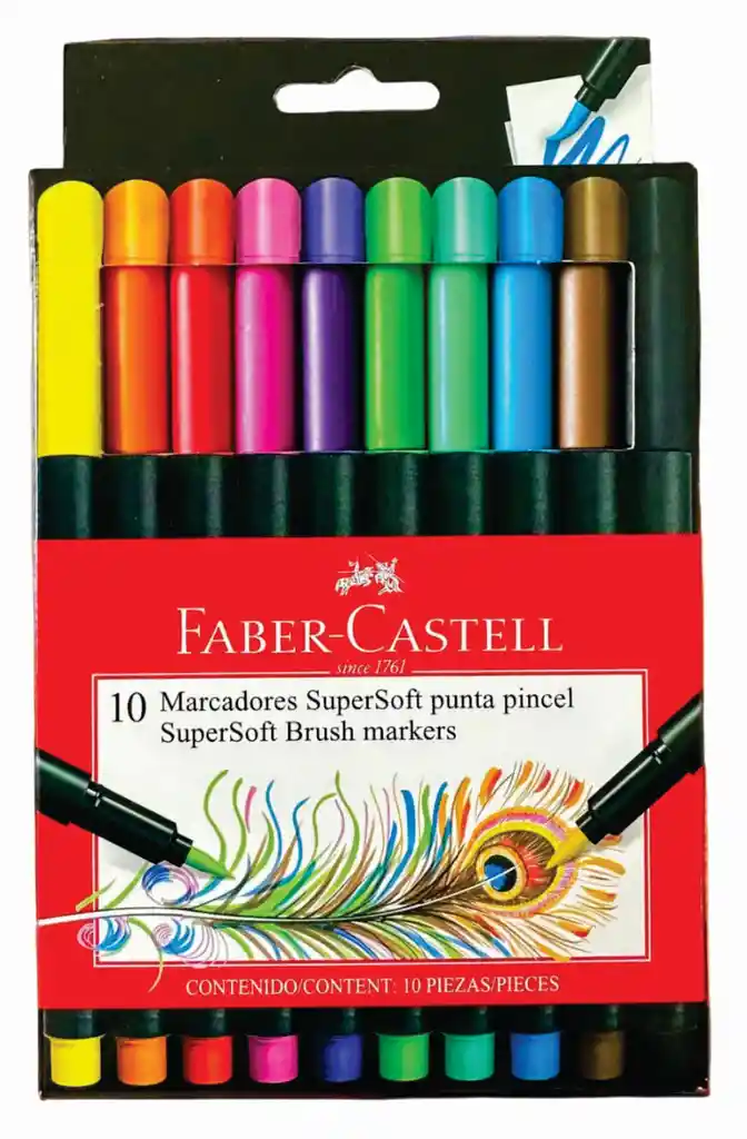 Marcadores Supersoft Punta Pincel Faber Castell X 10