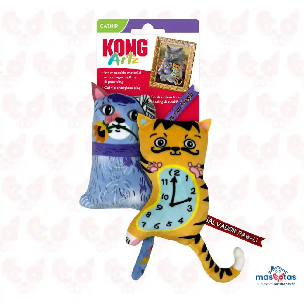 Juguete Kong Gato Peluche Artes X 2 Dali-van Gogh