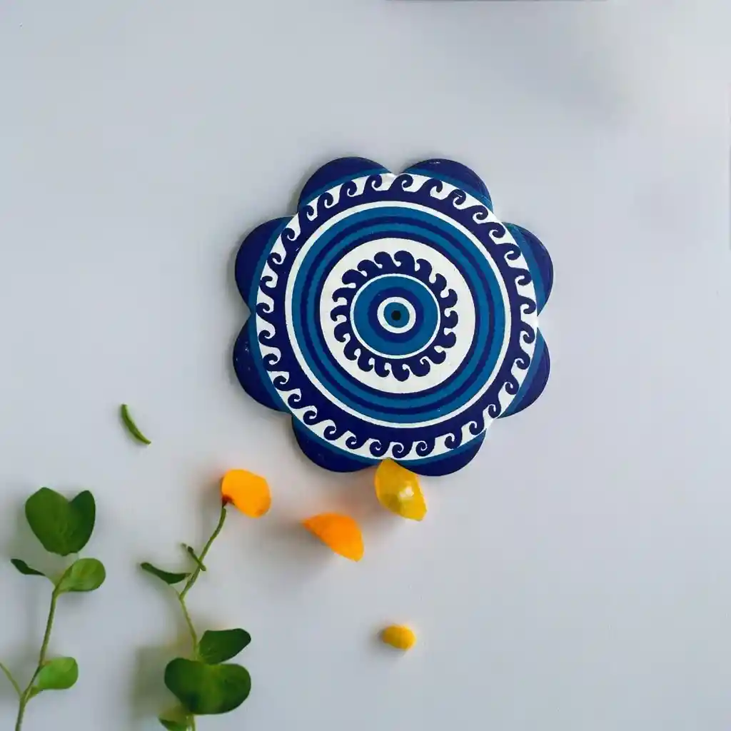 Portavaso Turco Azul Con Blanco Ojo Turco