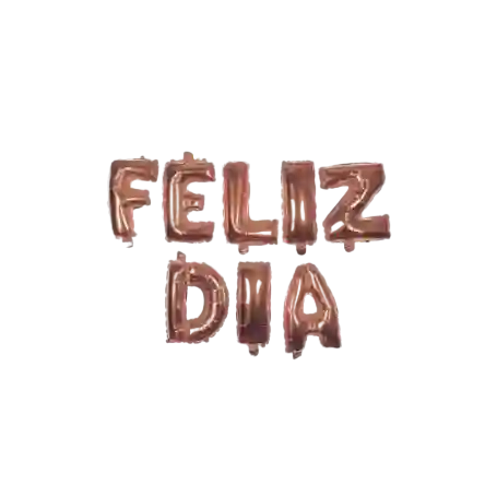 Letrero De Globos Feliz Dia Oro Rosa