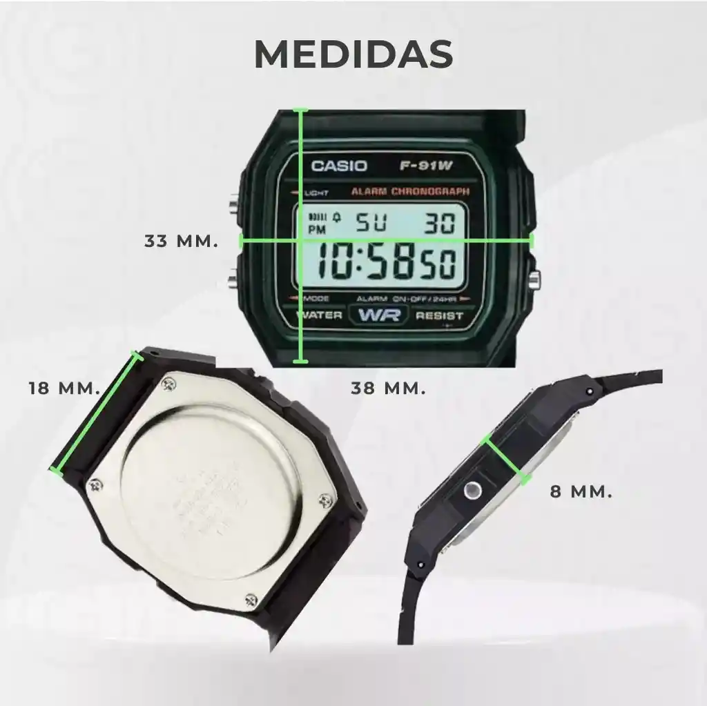 Reloj Digital Casio F-91w Reloj Unisex Reloj Casio Aaa 1:1 Reloj Hombre Reloj Mujer