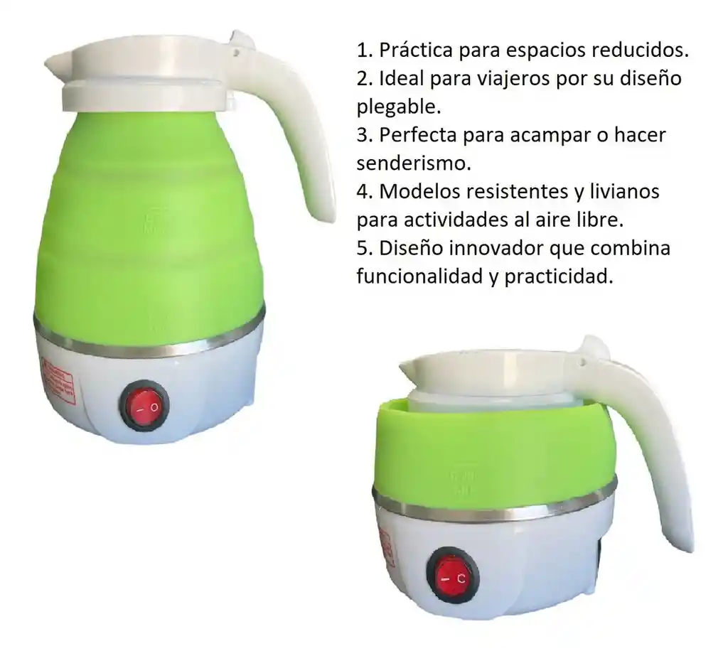 Hervidora Jarra Eléctrica Portátil Plegable Para Viajes - Verde