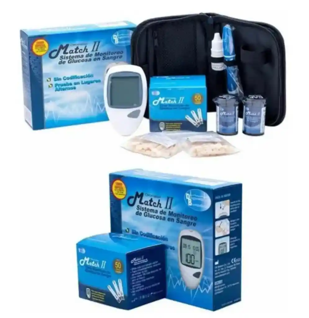 Kit Glucometro +50 Tirillas+50 Lancetas Marca: Match Ii