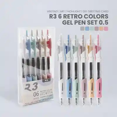 Esferos Gel 0.5 Retro Color Estuche X 6 Colores