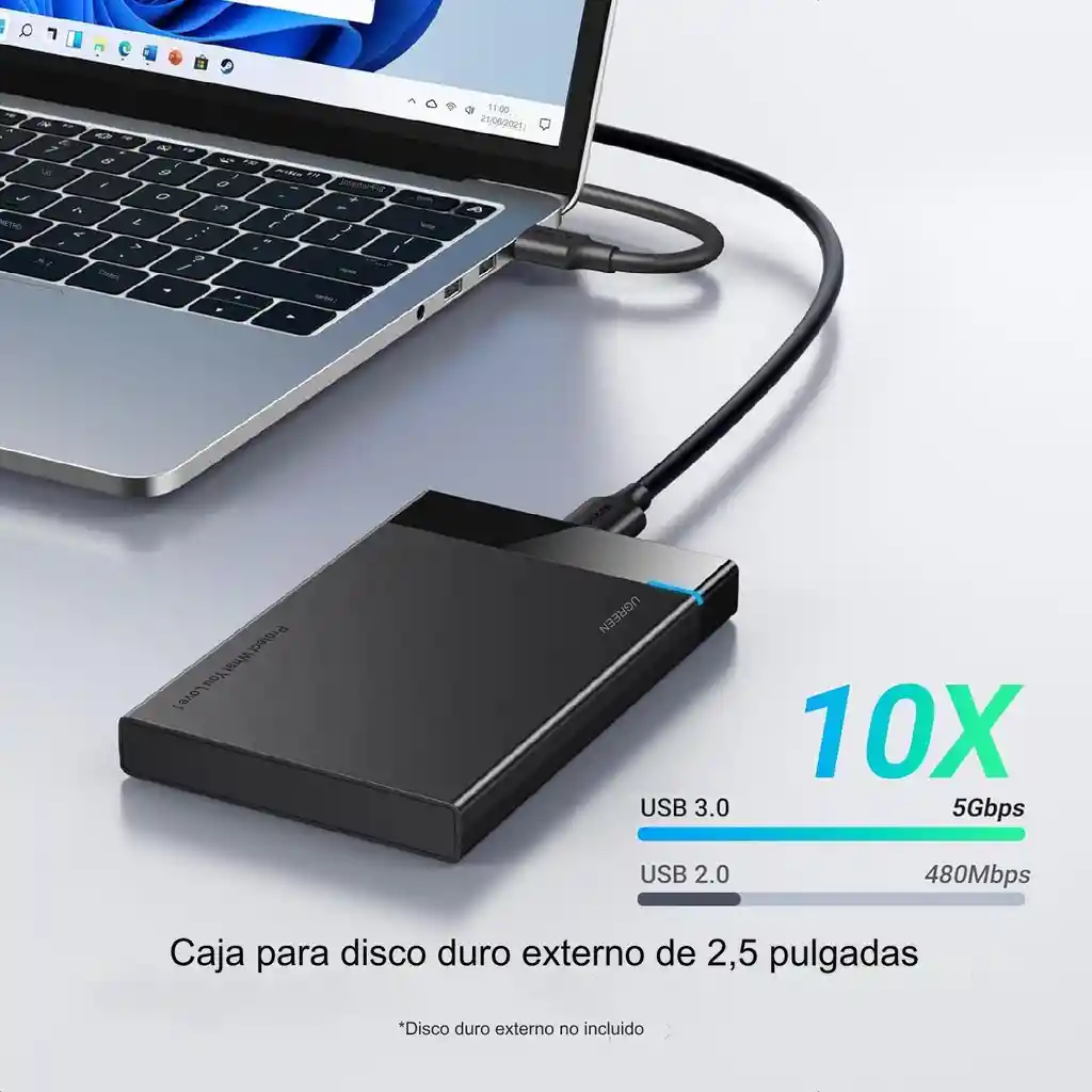 Carcasa De Disco Duro Externo 2.5 Usb-a A Micro Usb 6 Gbps