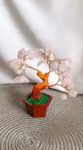 Árbol De La Vida Con Cuarzo Rosado Base Maceta