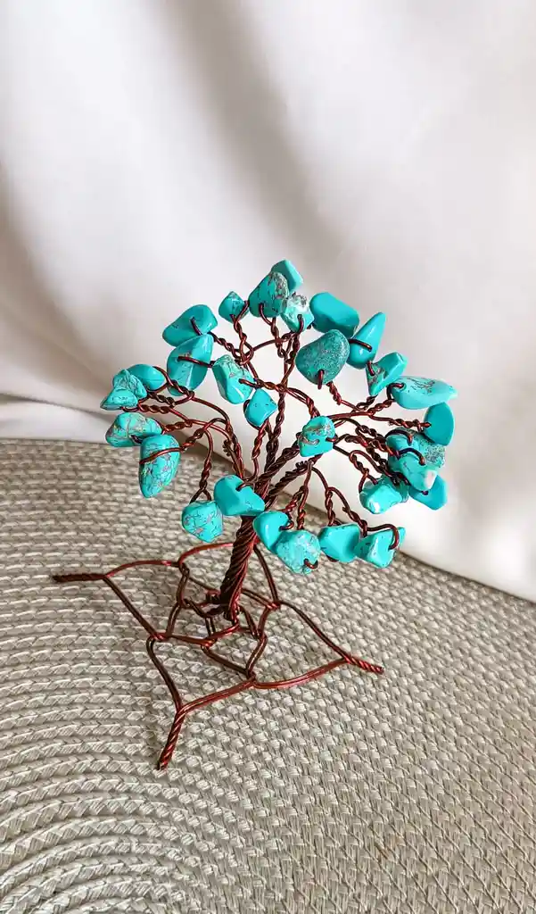 Árbol De La Vida Con Cuarzo Turquesa Y Base En Forma De Mandala