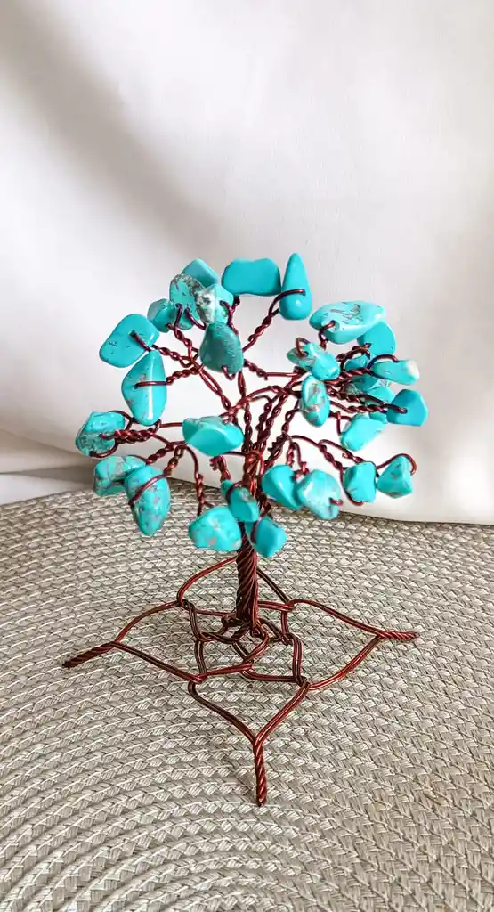 Árbol De La Vida Con Cuarzo Turquesa Y Base En Forma De Mandala