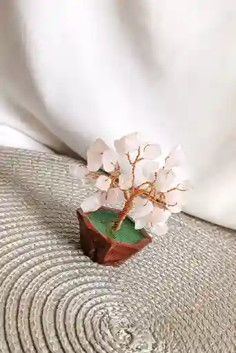 Árbol De La Vida Con Cuarzo Rosado Y Base En Forma De Maceta