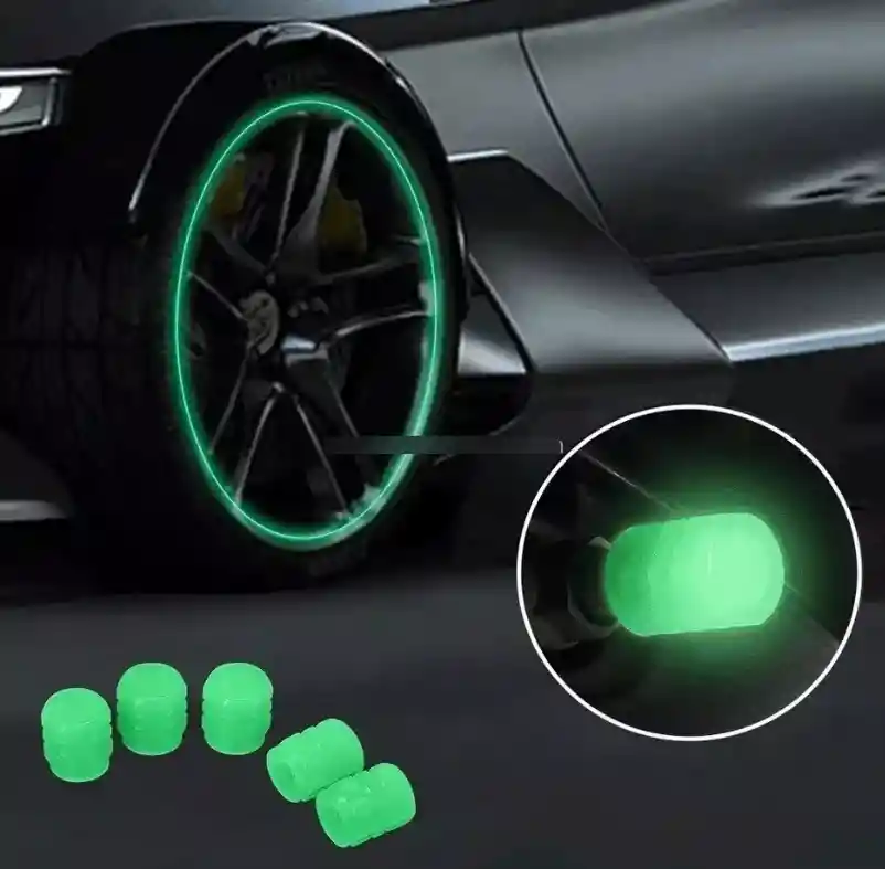 Tapa Valvula Verde Fluorescente Llantas Carro Moto Scooter X 4