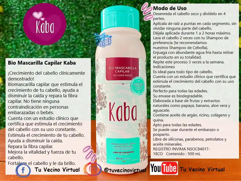 Bio Mascarilla Capilar Y Tónico Capilar Kaba