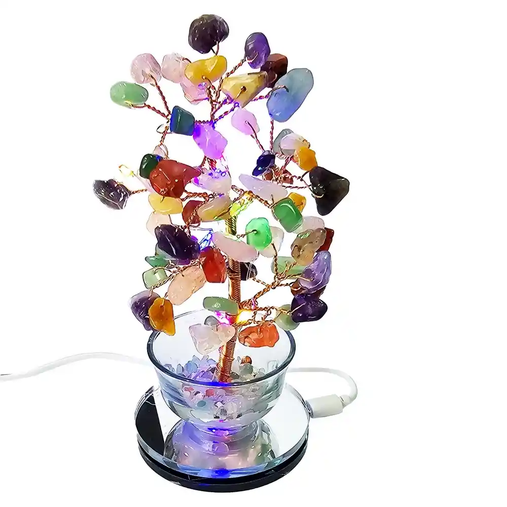 Árbol Cuarzo 7 Chakras Energetico Protecciòn + Luces