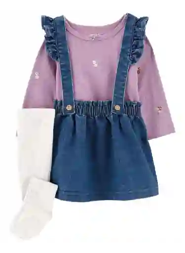 Vestido 3 Piezas Lila Con Medias - Carters / 24 Meses