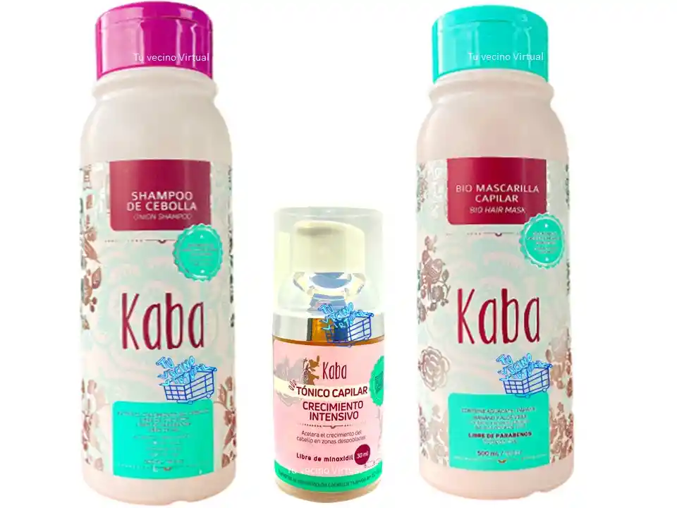 Shampoo De Cebolla, Bio Mascarilla Y Tónico Capilar Kaba