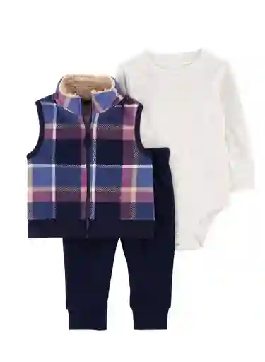 Conjunto Chaleco Leñador 3 Piezas - Multicolor / 18 Meses